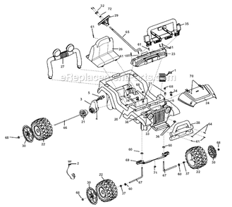 Page A Diagram and Parts List for T1964  Power Wheels Ride-On Cars